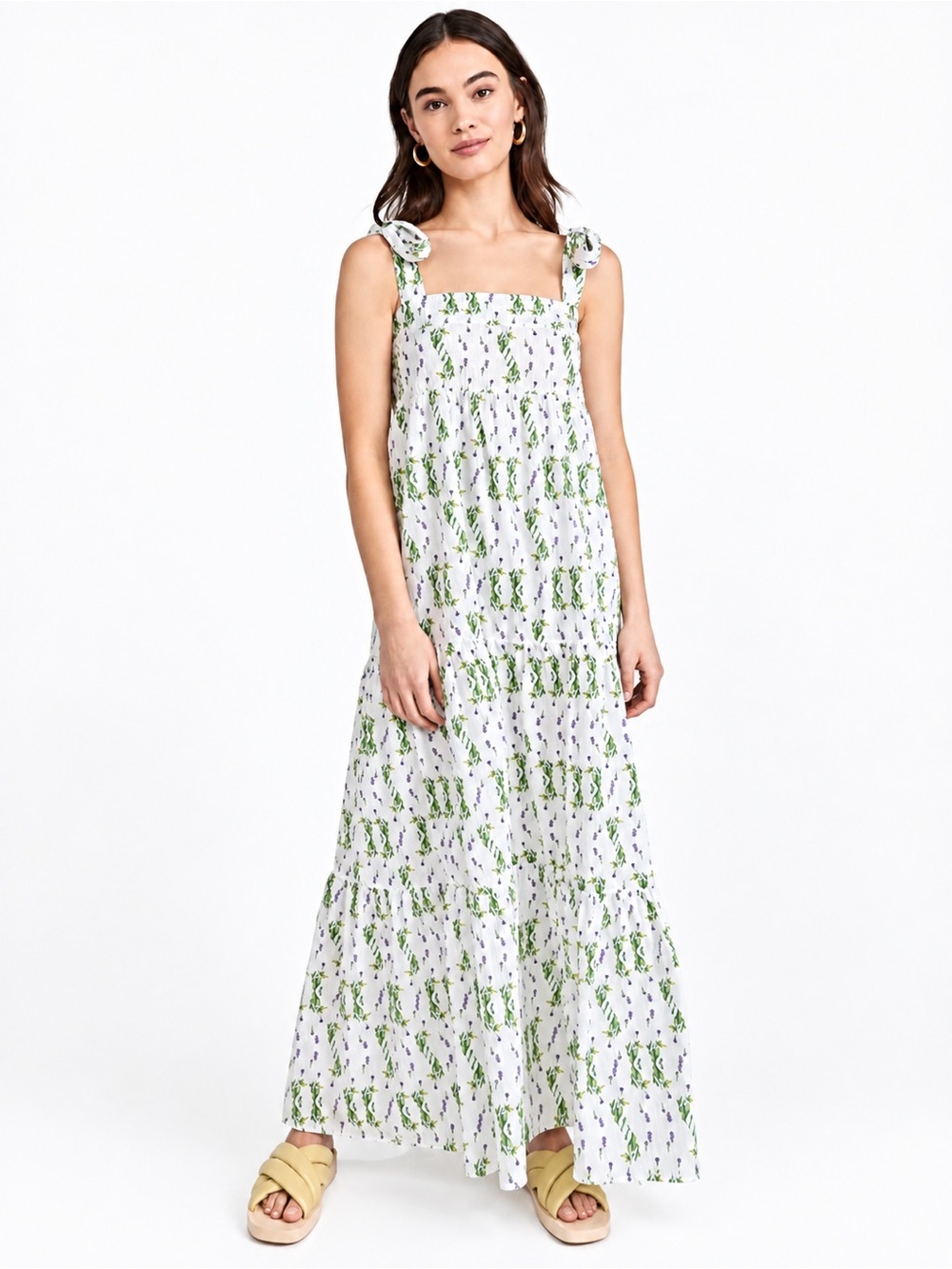 Playa Lucila Tie Shoulder Tiered Dress